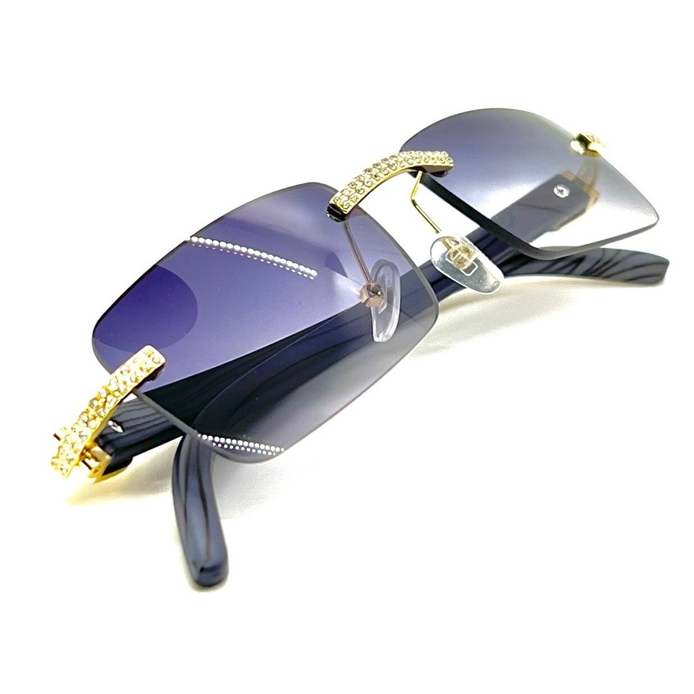 Men Sunglasses Square Rimless Street Wear Classic‎ Trendy Diamond Shades Hip Hop